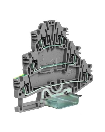 Зажим трех-уровневый c заземлением на нижнем уровне 2,5 кв.мм, серый DKC ZHL500GR в Северске Держатели, клипсы, скобы Pintop.ru