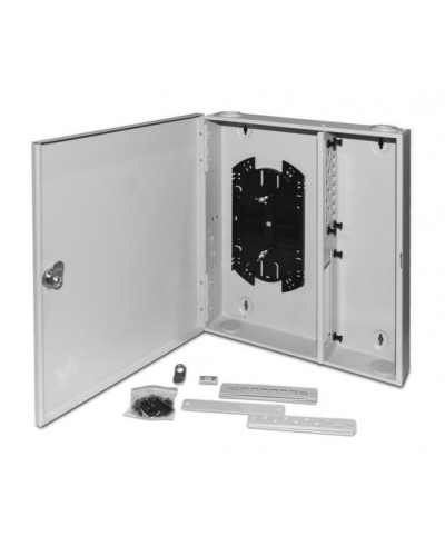 Бокс оптический универсальный настенный, от 8 до 32 портов (SC, duplex LC, ST, FC) Hyperline FO-WBX-4xSLT-W140H42-32UN-GY в Северске Кросс оптический Pintop.ru