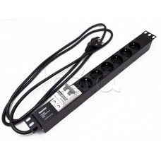 Блок розеток Hyperline SHE19-6SH-B-2.5EU