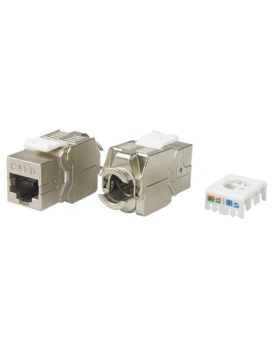 Вставка Keystone Jack RJ-45(8P8C) Hyperline KJ8-8P8C-C6-180-TLS-SH-F-WH в Северске Модули Keystone Pintop.ru