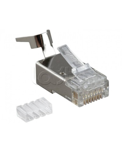 Разъем RJ-45(8P8C) под витую пару, категория 6A, экранированный, со вставкой Hyperline PLUG-8P8C-UV-C6A-SH-50 в Северске Коннекторы и разъемы Pintop.ru