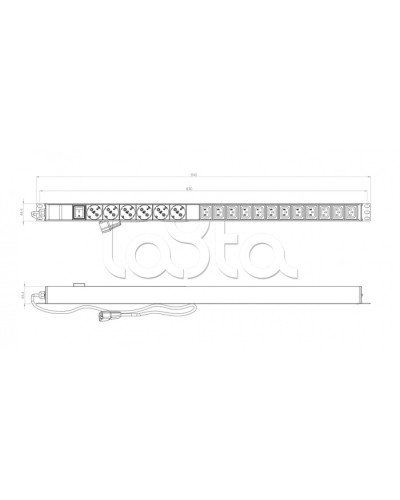 Блок розеток вертикальный черн Hyperline (SHE-6SH-12IEC-2.5AIEC) в Северске Блоки розеток Pintop.ru