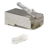 Коннектор RJ-45 под витую пару, категория 6 (50 µ"/ 50 микродюймов), экранированный, универсальный (для одножильного и многожильного кабеля), со вставкой Cabeus 8P8C-SH-C6-TWP