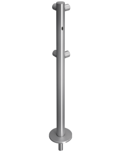 Стойка ограждения съемная L-образная с отверстием под фиксатор, 2 муфты слева Oxgard ВЗР 1996Р.21-06 в Северске Ограждения Pintop.ru