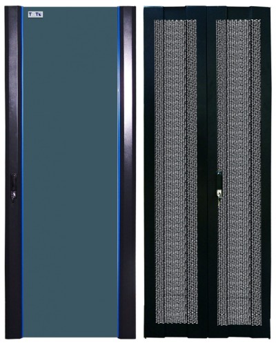 Комплект дверей 42U, 600 мм, черный, передняя - стекло, задняя - распашная перфорированна TWT TWT-CBB-DR42-6x-S-GP в Северске Аксессуары для стоек и шкафов Pintop.ru