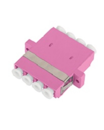 Адаптер NIKOMAX волоконно-оптический, соединительный, многомодовый, стандарта OM4, LC/UPC-LC/UPC, квадро, пластиковый, без шторки, с фланцами, маджента, уп-ка 2шт. в Северске Проходные адаптеры и розетки оптические Pintop.ru