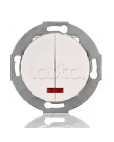 Выключатель двухклавишный Экопласт (схема 5L) с индикатором 10 A, 250 B (белый) Vintage в Северске Розетки компьютерные и телефонные Pintop.ru