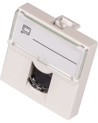 Вставка Mosaic 45x45, RJ-45 UTP, кат.6, со шторкой и увеличенным окном маркировки, белая LANMASTER LAN-SIP-23U6-WH в Северске Аксессуары для кабель-канала Pintop.ru
