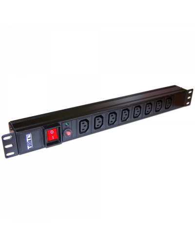 Блок розеток 19, 1-фазный с выкл. 10A / 250V, 8xC13, без шнура питания, разъем C14 TWT (TWT-PDU19-10A8C3) в Северске Блоки розеток Pintop.ru