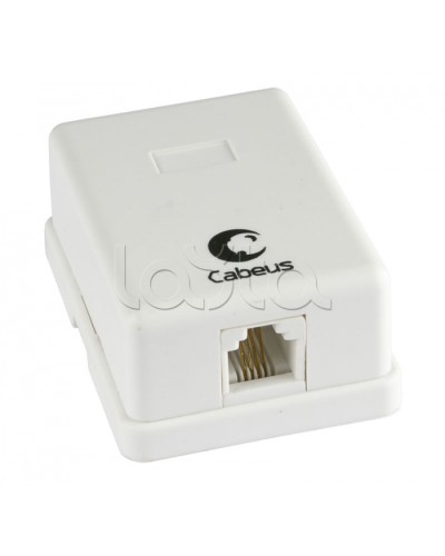 Розетка телефонная RJ-12(6P4C), одинарная, внешняя, белая Cabeus WS-6P4C-TEL-1 в Северске Розетки компьютерные и телефонные Pintop.ru