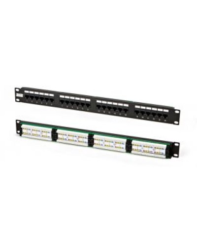 Патч-панель высокой плотности 19, 0.5U, 24 порта RJ-45, категория 5e, Dual IDC Hyperline PPHD-19-24-8P8C-C5e-110D в Северске Патч панель Pintop.ru