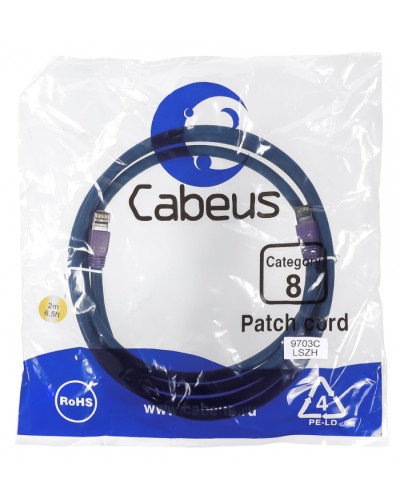 Патч-корд S/FTP Cabeus PC-SSTP-RJ45-Cat.8-2m-LSZH в Северске Патчкорды (медные) Pintop.ru
