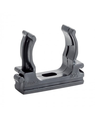 CF25G Держатель (клипса), без галогена, для труб D25мм, цвет чёрный (10шт) Экопласт (41725-10HF-BL) в Северске Держатели, клипсы, скобы Pintop.ru