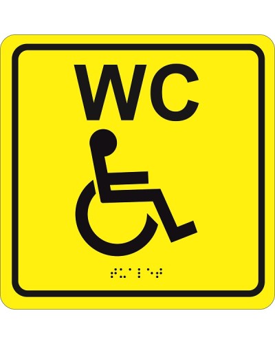 Табличка тактильная Hostcall MP-010Y3Туалет для инвалидов (200x200мм) желтый в Северске Система оповещения и трансляции Hostcall Pintop.ru