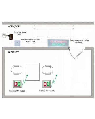 Радиокомплект светового и звукового вызова Hostcall MP-911W2 в Северске Система оповещения и трансляции Hostcall Pintop.ru