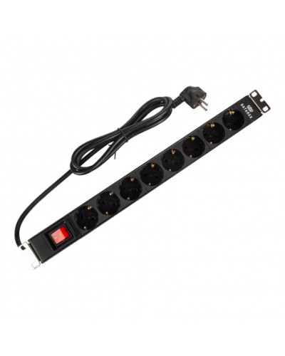 Блок распределения 19 (PDU) с выключателем на 16А, 8 разъемов SHUKO, шнур питания 1,8 м, черныйDatarex DR-432121 в Северске Блоки розеток Pintop.ru