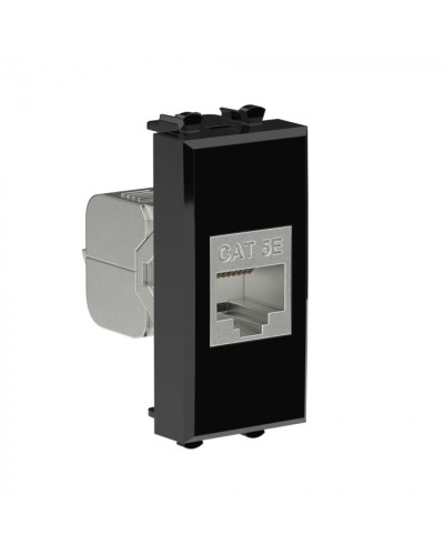 Avanti Компьютерная розетка RJ-45 без шторки модульная, кат.5е экран., Черный квадрат 1модуль DKC (4402761) в Северске Коннекторы Pintop.ru