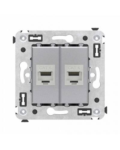 Компьютерная розетка RJ-45 в стену, кат.6 двойная экранированная, Avanti, Закаленная сталь DKC (4404794) в Северске Розетки компьютерные и телефонные Pintop.ru