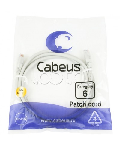Шнур коммутационный 2xRJ-45/8P8C U/UTP кат.6 (1.5 м) Cabeus PC-UTP-RJ45-Cat.6-1.5m в Северске Патчкорды (медные) Pintop.ru