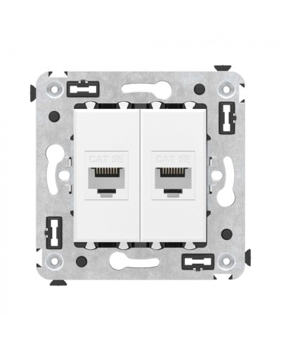 Компьютерная розетка RJ-45 без шторки в стену, кат.5е двойная, Avanti, Белое облако DKC 4400664 в Северске Розетки компьютерные и телефонные Pintop.ru
