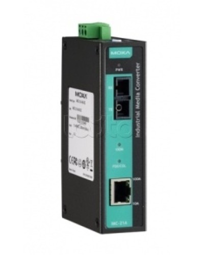 Медиаконвертер Ethernet 10/100BaseTX в 100BaseFX (SC) с расширенным диапазоном температур Moxa IMC-21A-S-SC-T в Северске Медиаконвертеры Pintop.ru