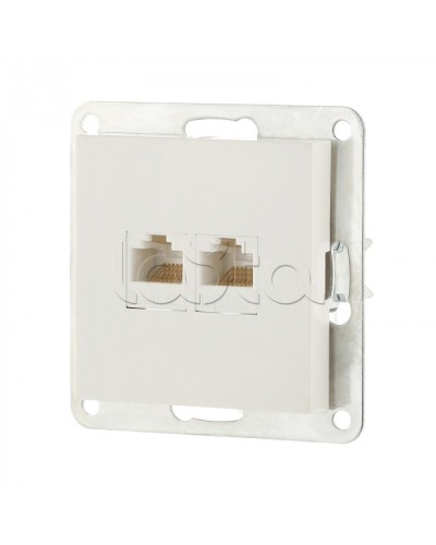 Розетка компьютерная двойная 2хRJ-45 кат.5е с накладкой (белый) LK80 Экопласт (846204-1) в Северске Розетки компьютерные и телефонные Pintop.ru