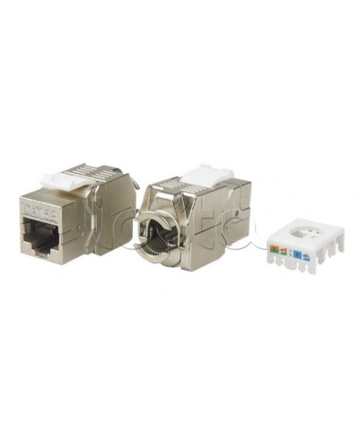 Вставка Keystone Jack RJ-45(8P8C) Hyperline KJ8-8P8C-C5e-180-TLS-SH-F-WH в Северске Модули Keystone Pintop.ru