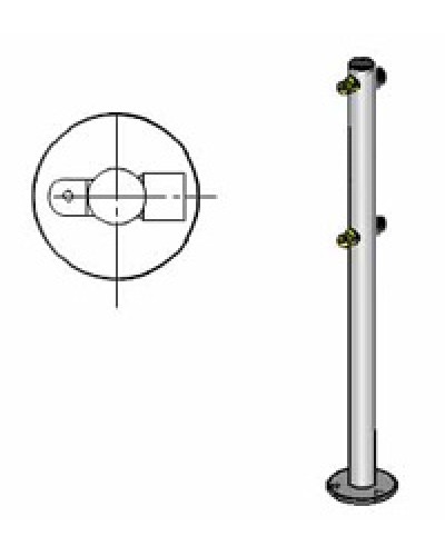 Стойка ограждения с 2-мя полупетлями под поворотную створку или секциюi-образная, 2 муфты Oxgard Стойка ограждения с 2-мя полупетлями i-образная (ВЗР 1996.01-01) в Северске Ограждения Pintop.ru