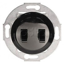 Экопласт Выключатель 2-рычажковый (схема 5) 10 A, 250 B (черный) Vintage