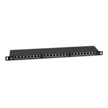 Патч-панель 19" (0,5U) 24 порта RJ-45 кат.5е (экран) Cabeus (PLHD-24-Cat.5e-SH-Dual-0,5U)