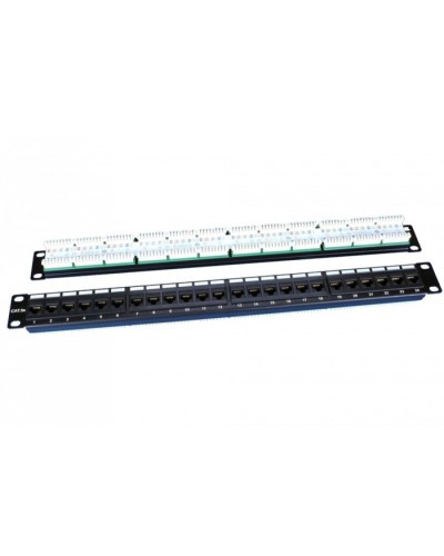 Патч-панель 19, 1U, 24 порта RJ-45, категория 5e, Dual IDC, ROHS, цвет черный Hyperline PP3-19-24-8P8C-C5E-110D в Северске Патч панель Pintop.ru