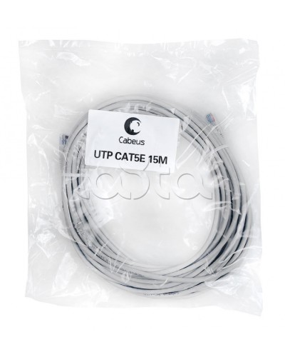 Патч-корд UTP, категория 5e, 15 м, неэкранированный, серый Cabeus PC-UTP-RJ45-Cat.5e-15m в Северске Патчкорды (медные) Pintop.ru