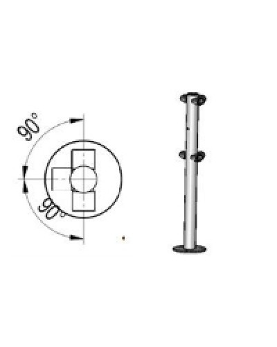 Стойкаограждения с отверстием под фиксаторi-образная, 4 муфты Oxgard Стойкаограждения с отверстием под фиксатор i-образная (ВЗР 1996.09.42) в Северске Ограждения Pintop.ru