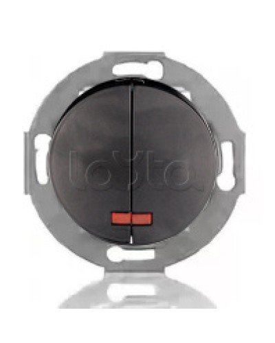 Выключатель двухклавишный Экопласт (схема 5L) с индикатором 10 A, 250 B (черный ) Vintage в Северске Розетки компьютерные и телефонные Pintop.ru