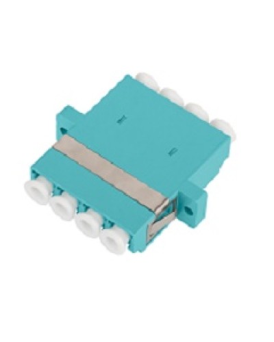Адаптер NIKOMAX волоконно-оптический, соединительный, многомодовый, стандарта OM3, LC/UPC-LC/UPC, квадро, пластиковый, без шторки, с фланцами, аква, уп-ка 2шт. в Северске Проходные адаптеры и розетки оптические Pintop.ru