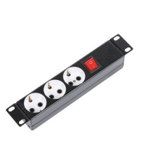 Блок силовых розеток 10" без шнура с выключателем, 3 розетки (черный) ЦМО БР-3П-10-9005