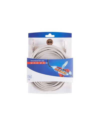 Патч-корд U/UTP RJ45-RJ45, CAT 5e, PVC, серый, 5м REXANT 06-3204 в Северске Патчкорды (медные) Pintop.ru