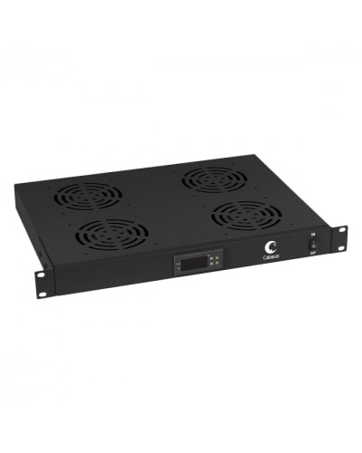 Панель вентиляционная с 4 вентиляторами с цифровым термодатчиком (черный) Cabeus JG03t-BK в Северске Вентиляторные модули Pintop.ru