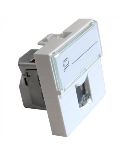 Вставка Mosaic 45x45, RJ-45 STP, кат.6, со шторкой и увеличенным окном маркировки, белая LANMASTER LAN-SIP-23S6-WH в Северске Модули Keystone Pintop.ru