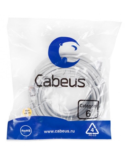Патч-корд FTP, категория 6, F/UTP экранированный, LSZH, 15 м, серый Cabeus PC-FTP-RJ45-Cat.6-15m-LSZH в Северске Патчкорды (медные) Pintop.ru