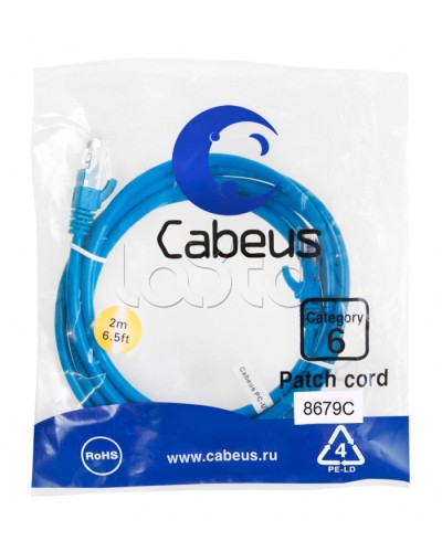 Патч-корд U/UTP Cabeus PC-UTP-RJ45-Cat.6-2m-BL-LSZH в Северске Патчкорды (медные) Pintop.ru