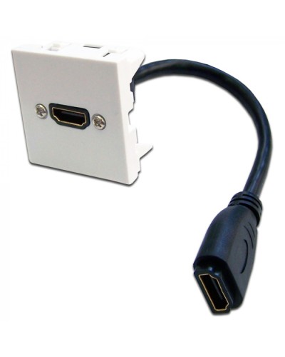 Вставка Mosaic 45x45 с адаптером HDMI с удлинителем, мама-мама, белая LANMASTER (LAN-SIP-23HDMI-WH) в Северске Проходные адаптеры и розетки оптические Pintop.ru