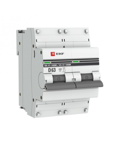 Автоматический выключатель 2P 63А (D) 10kA ВА 47-100M без теплового расцепителя EKF (mcb47100m-2-63D-pro) в Северске Электротехническое оборудование Pintop.ru