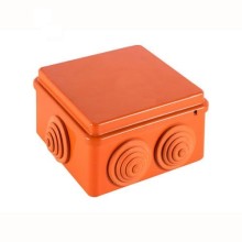 JBS100 Коробка огн. E110, о/п 100х100х55мм, без галогена, 6 вых., IP55, 10P, (0,15-2,5 мм2), цвет оранж. Экопласт (43427HF)