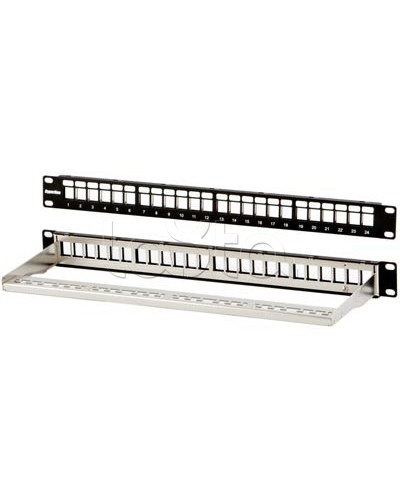 Модульная патч-панель 19, 24 порта, Flat Type, 1U, для экранированных модулей Hyperline PPBL3-19-24-SH-RM в Северске Патч панель Pintop.ru