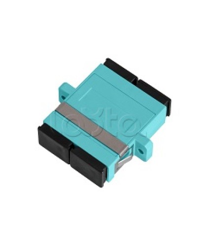 Адаптер NIKOMAX волоконно-оптический, соединительный, многомодовый, стандарта OM3, SC/UPC-SC/UPC, двойной, пластиковый, без шторки, с фланцами, аква, уп-ка 2шт. NIKOMAX (NMF-OA2M3-FN-SCU-SCU-AQ-2) в Северске Проходные адаптеры и розетки оптические Pint