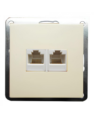 Розетка телефонная двойная 2хRJ-11 с накладкой (бежевый) LK60 (865601) в Северске Розетки компьютерные и телефонные Pintop.ru