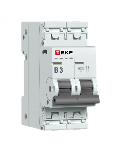 Автоматический выключатель 2P 3А (B) 6кА ВА 47-63N EKF PROxima (M636203B) в Северске Электротехническое оборудование Pintop.ru