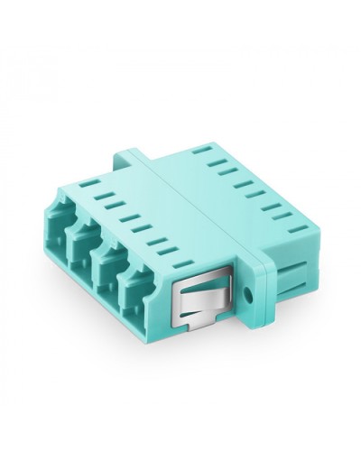 Оптический адаптер OM3, квадро LC, с фланцами, бирюзовый Eurolan (36A-30-4L-02AQ) в Северске Проходные адаптеры и розетки оптические Pintop.ru