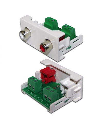 Вставка Mosaic 22.5x45 2xRCA Stereo Audio, белая LANMASTER (LAN-WA-LP-2RCA-WH) в Северске Коннекторы и разъемы Pintop.ru